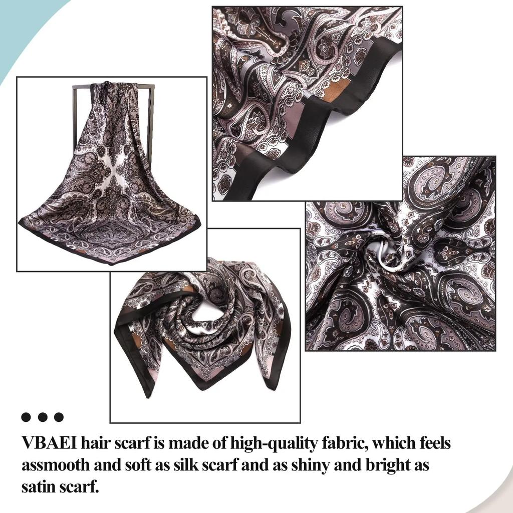 1 Pcs  Satin Head Scarf Silk Like Hair Scarf Stain Bandana Hair Wrap Neck Scarf for Women(Black)