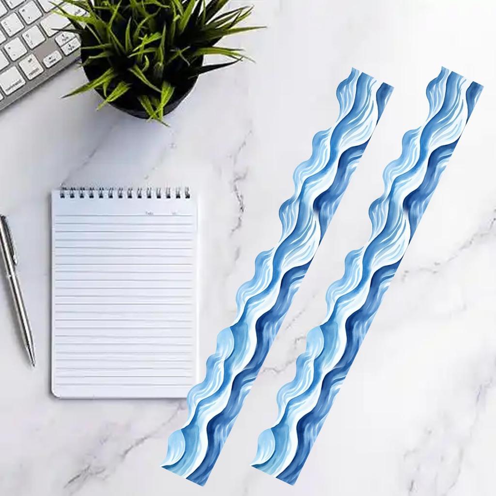 Ocean Waves Bulletin Board Borders 3 x 11 Inch Summer & Back to School Theme Party Classroom Decorations,30 Pcs