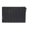 Fendi Monogram Logo FF Pattern Color Block Striped Coated Wristband Canvas And Leather Clutch Men Clutch Black Gray Yellow 7N0110-A9XS-F0R2A
