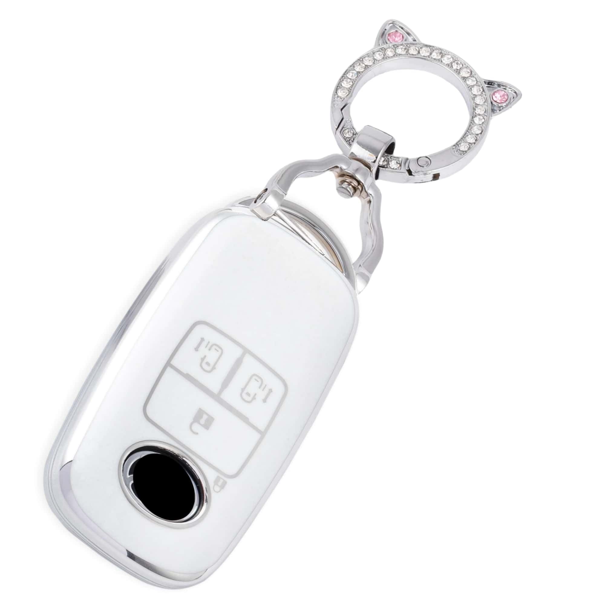 

Чехол для ключа для Toyota Rise Roomy Чехол для ключа для Daihatsu Rocky New Taft Tanto Custom Чехол для смарт-ключа Кошачьи ушки [ZANEKO] (Милый Белый) белый