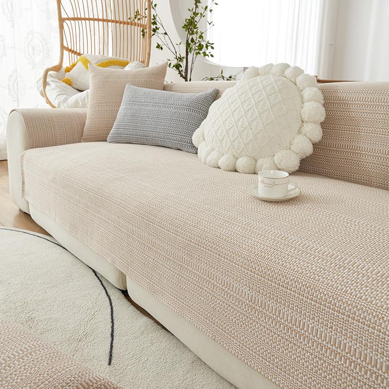 Japanese Style Sofa Cushion Four Seasons Universal Simple Modern Non-Slip Stain Resistant Cotton Woven Sofa Slipcover Cover Cloth Cover Cover
