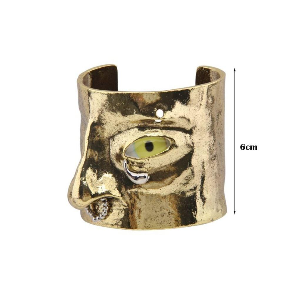 Vintage Facial Features Bracelet Exaggerated 3D Design Open Bangle Hand Crafted Open Cuff Cuff Bracelet