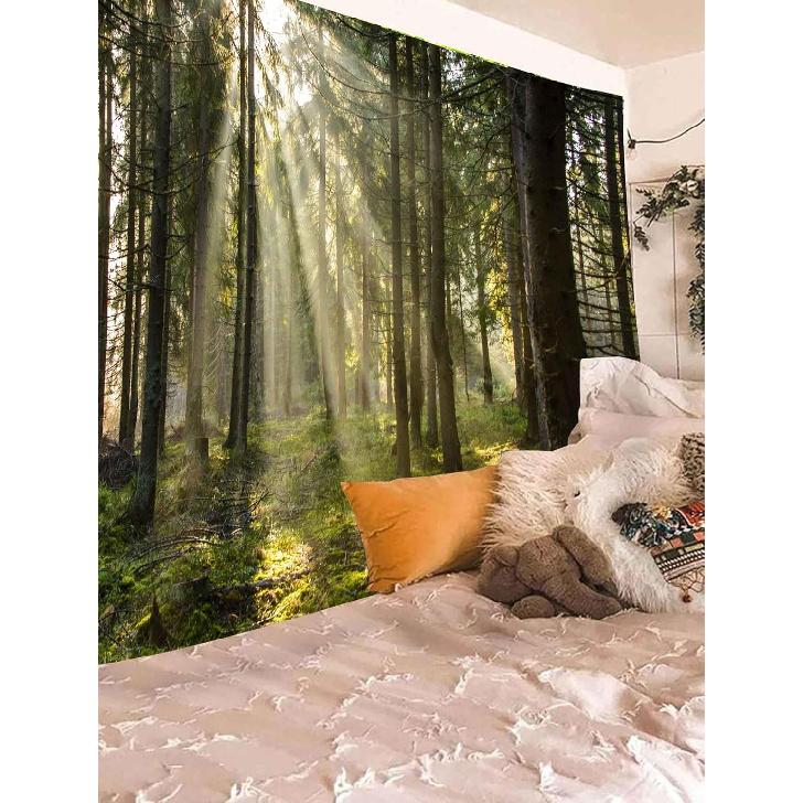 Onivein Forest Tapestry Nature Sunlight Streaming Through Green Trees Wall Hanging for Bedroom Living Room Office Decor 60 x 50 Inches