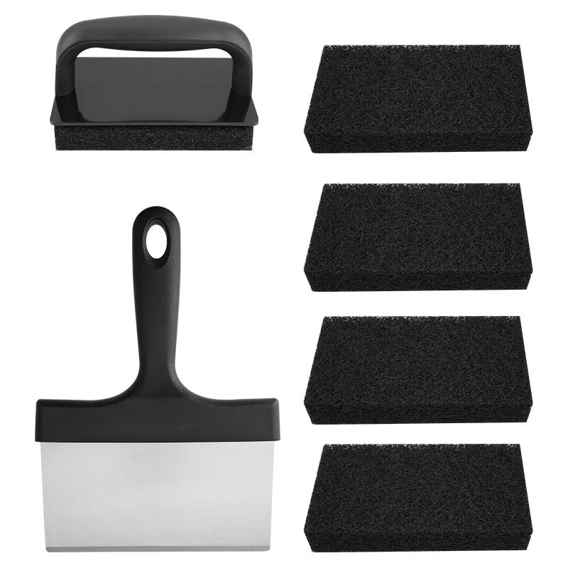 Stainless Steel Grill Grill Mesh Cleaning Brush BBQ Cleaning Tool Iron Plate Baking Cleaning Cloth Nylon Cloth Suit