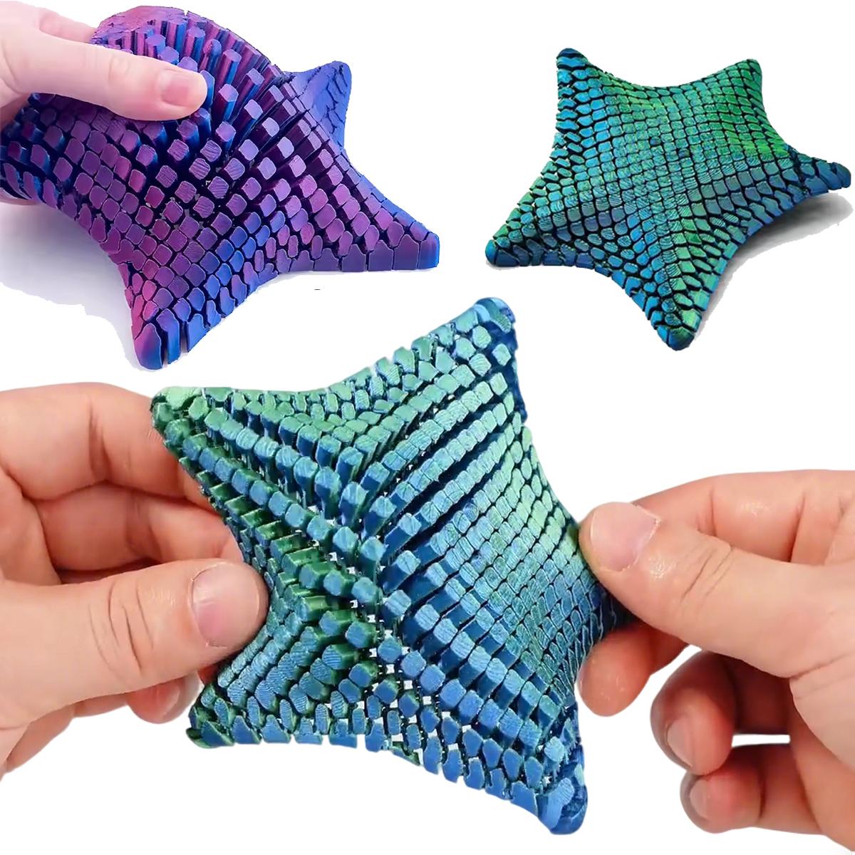 Topmix 3D Printed Sea Star Ornament Flexible Ocean Star Sensory Autism Anxiety Fidget Toy Creative Star-Shaped Decompression Toy Gift