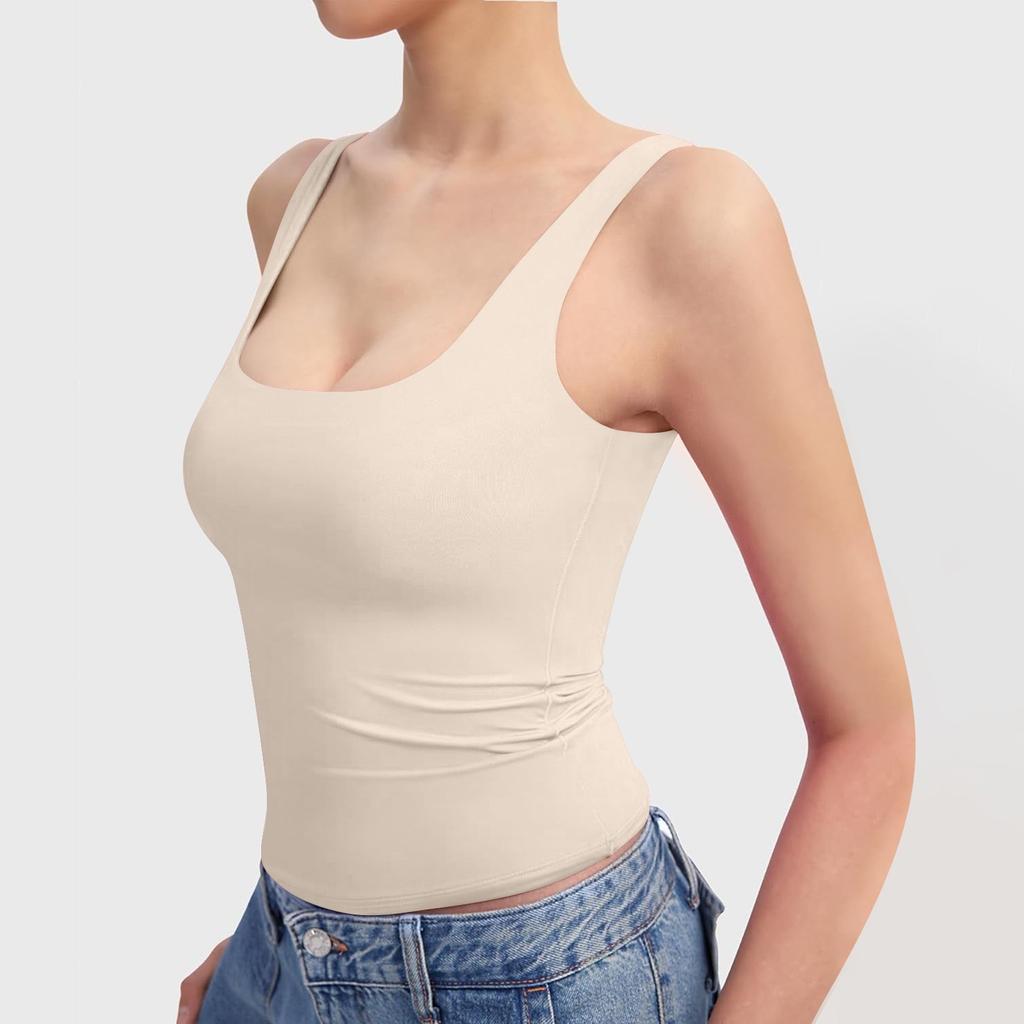 Women's Casual Sports Solid Color Bottom Vest, Wearing A Slim Fit Top On The Outside