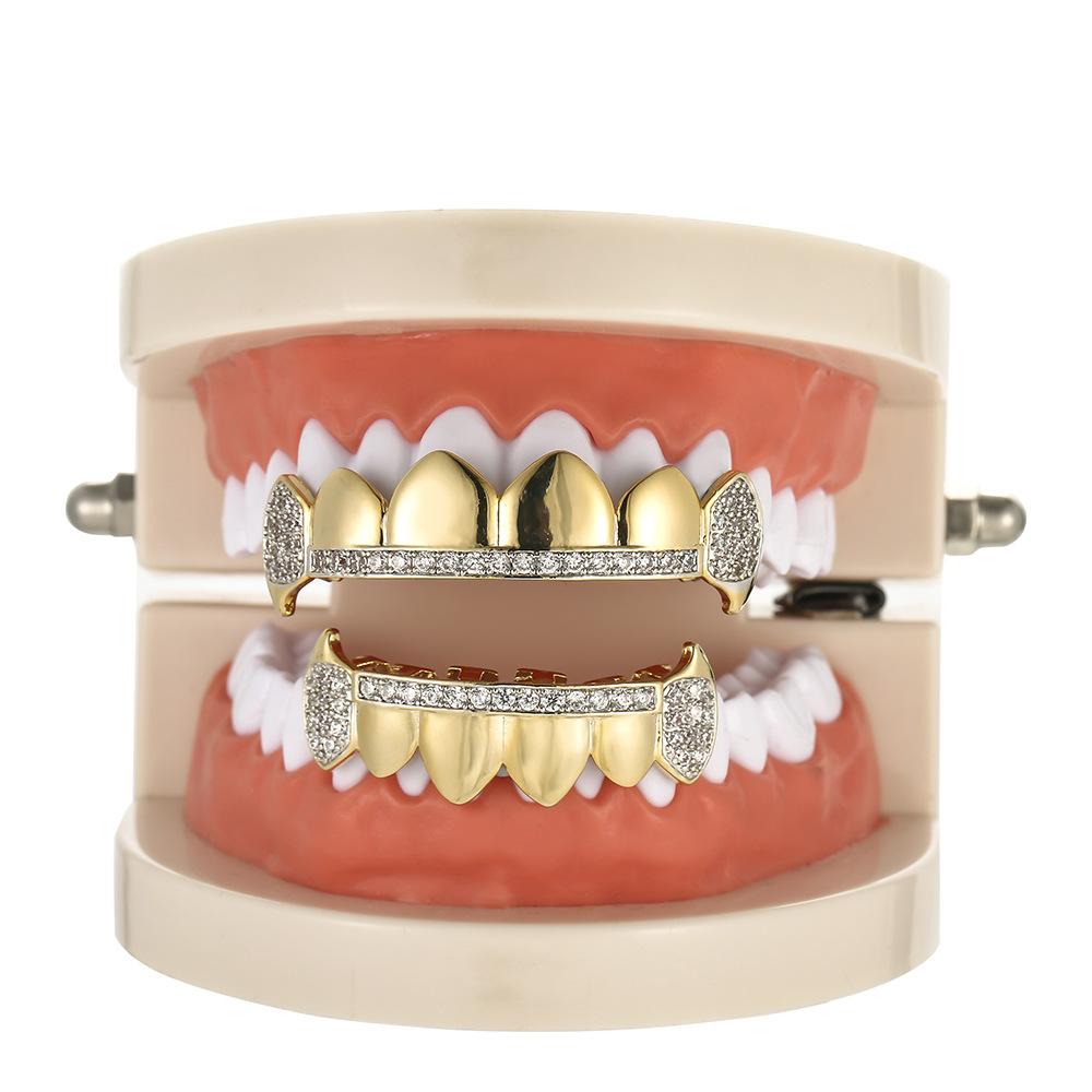 Hiphop Grillz Mode Leuchtende Körper Jewelry Mann Trendig Gold / Silber Kupfer Mit Zirkonia Punk Zahn Grillz