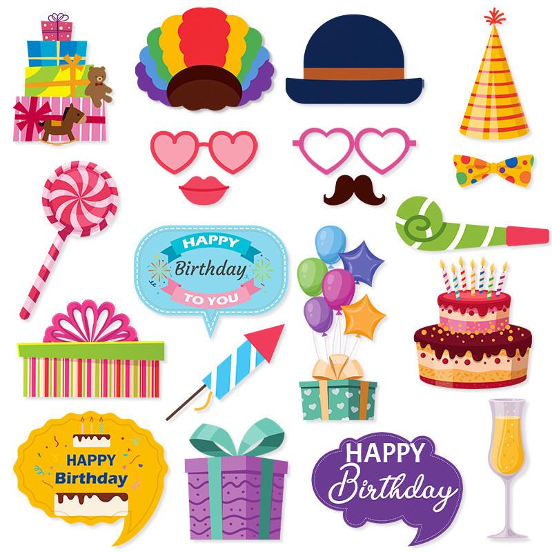 Happy Birthday Accessories With Humorous Paper Props For Family Parties Kids
