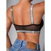 Bralette da Donna con Spalline Glitterate, Inserti in Rete Trasparente Costinata Sportiva, Fascia Scintillante Push Up Crop Top per Uso Quotidiano