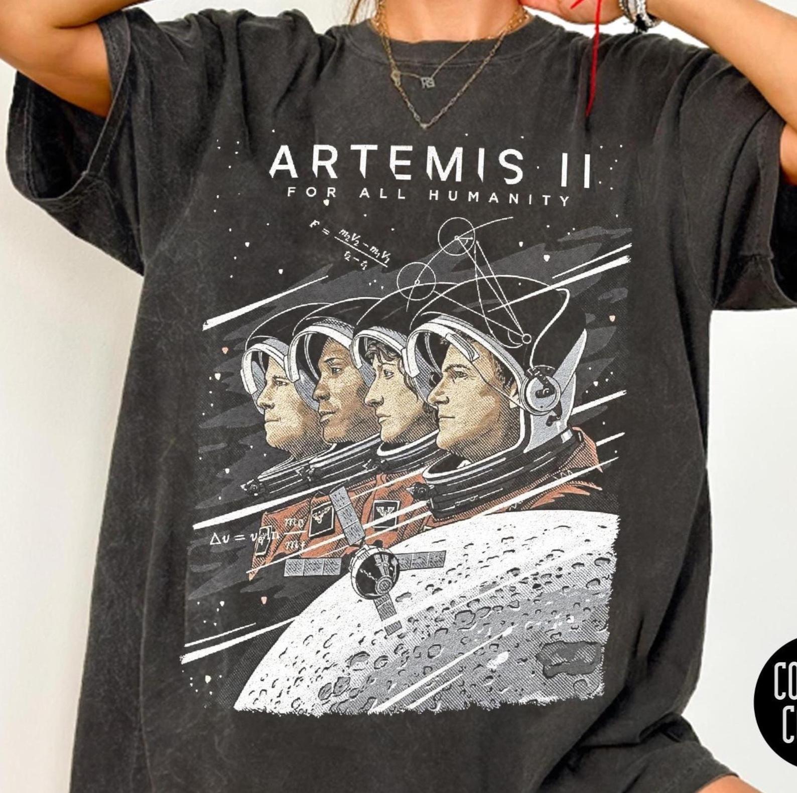 Artemis II Mission Shirt, NASA Astronaut Vintage Tee, Comfort Colors® Pepper, Space Exploration T-Shirt, Moon Mission Graphic, Science Gift L