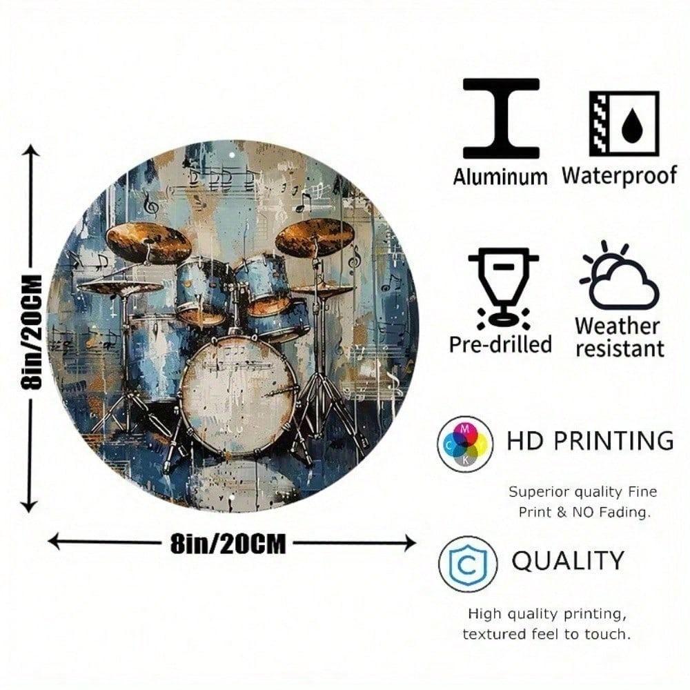 8x8 Inch Drum Set Tin Sign Vintage Metal Wall Decor Weatherproof for Garage Man Cave Bar