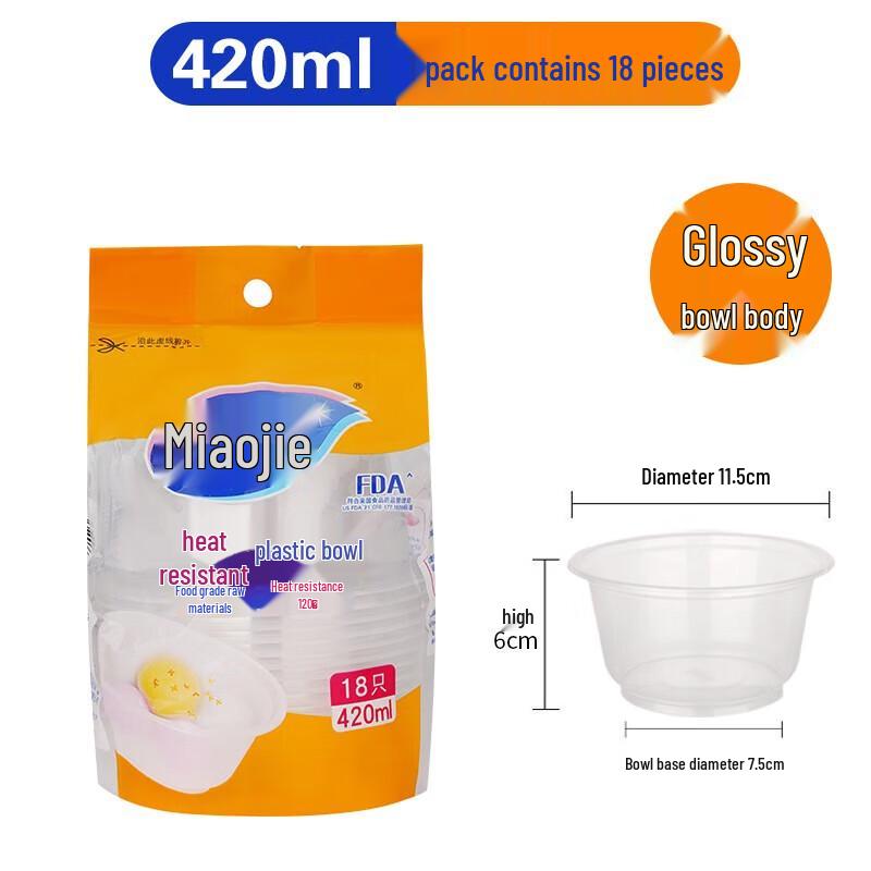 

Miaojie Disposable Round Plastic Bowls, 420ml, 90 Count