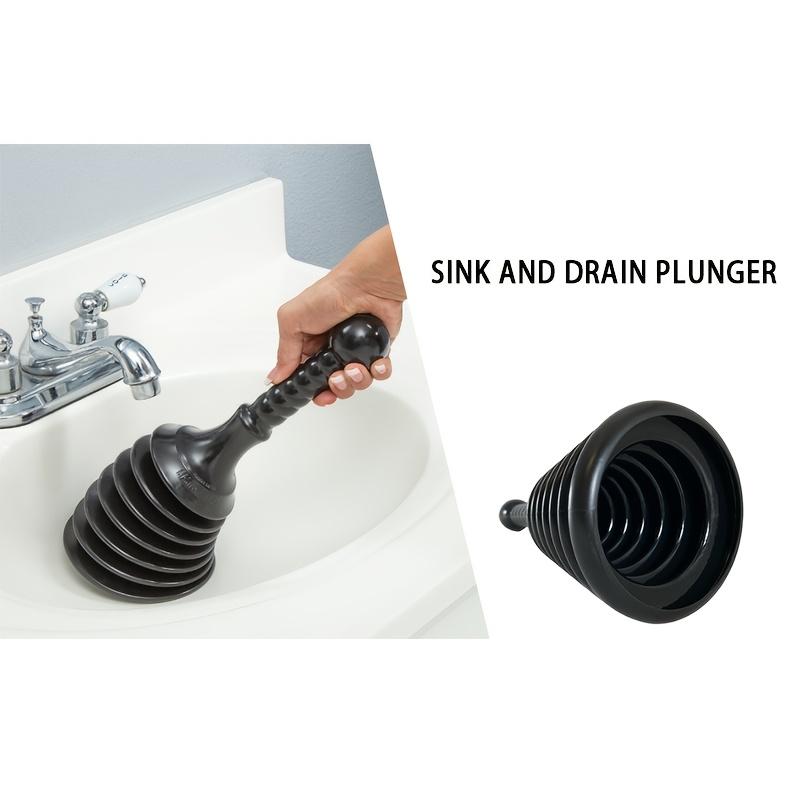 [Rugged Plunger] Compact and Rugged Sink and Drain Plunger | for Kitchen Sink, Bathroom Sink, Shower and Bathtub, Large Bellows for Residential Use