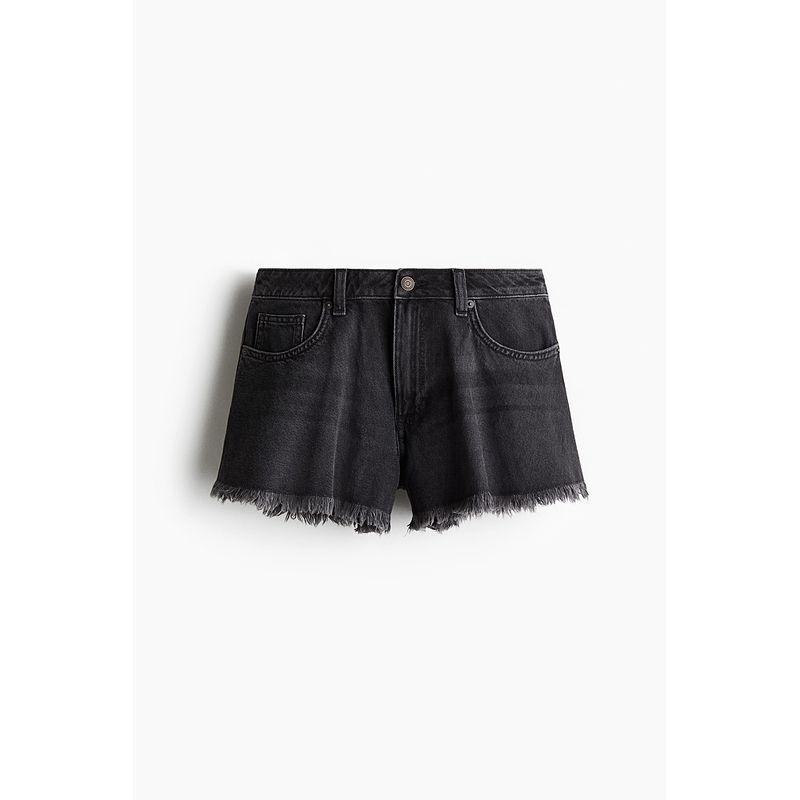 

HM Women s Jeans 2025 Summer New Arrival High Waist Loose Work Clothing Vacation Raw Edge Denim Shorts 1266902 Washed Black 165/80(42)