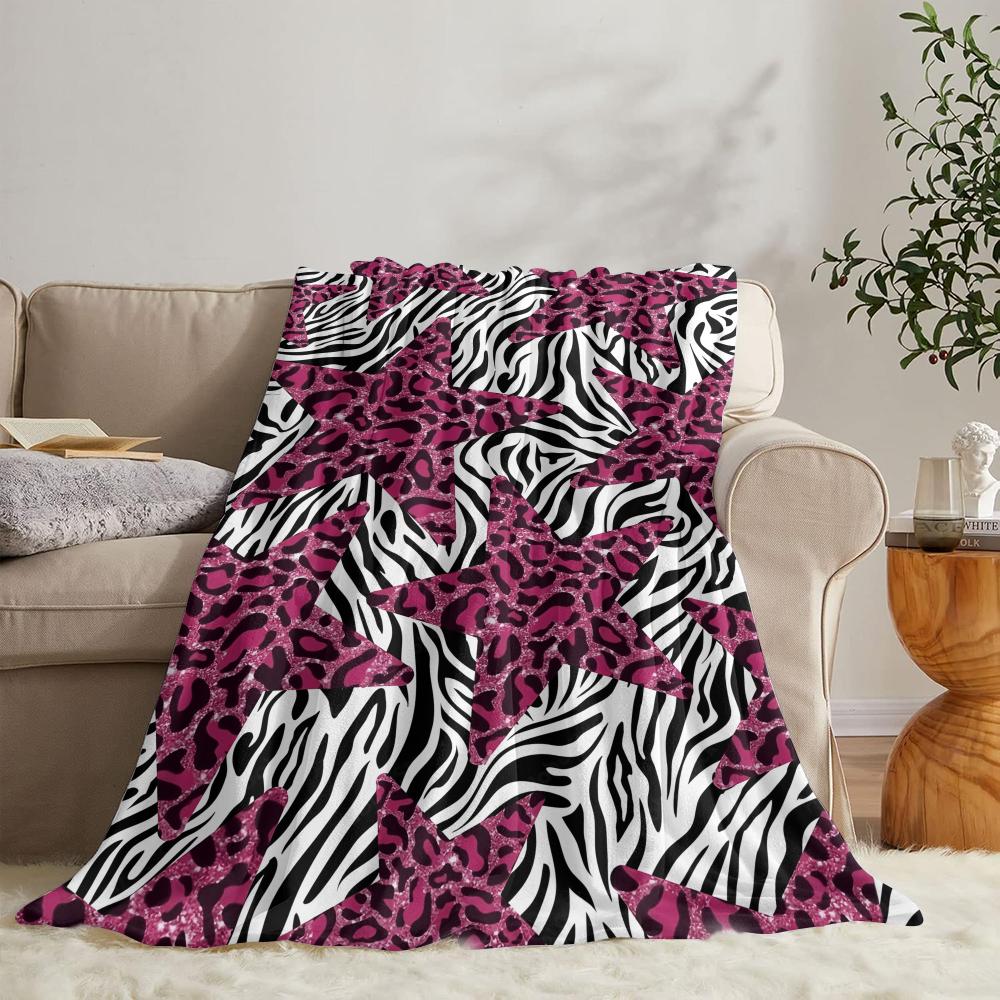 Leopard Print Patchwork Throw Soft Flannel Throw Summer Blanket Lightweight Cozy Nap Blanket for Sofa Bed Travel