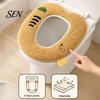 Universal Fit Toilet Seat Covers Plush Cartoon Mat, Soft Thickened Washable Bathroom Pad Winter with Handle, Warm Skin-Friendly Adhesive Cushion
