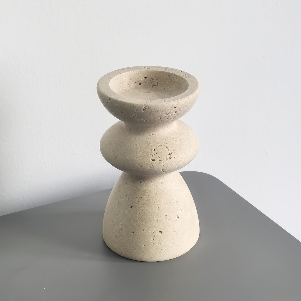 Vintage Marble Candle Holder Cave Stone Candle Holders Living Room Desktop Craft Cup Shaped Candle Holder Home Decoration