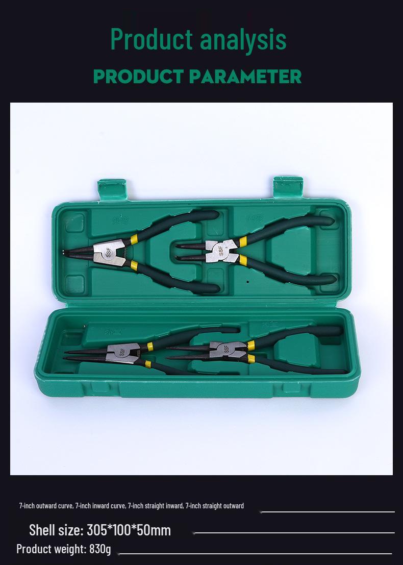 4-Piece Multi-Functional Circlip Snap Ring Pliers Set for Inner and Outer Use