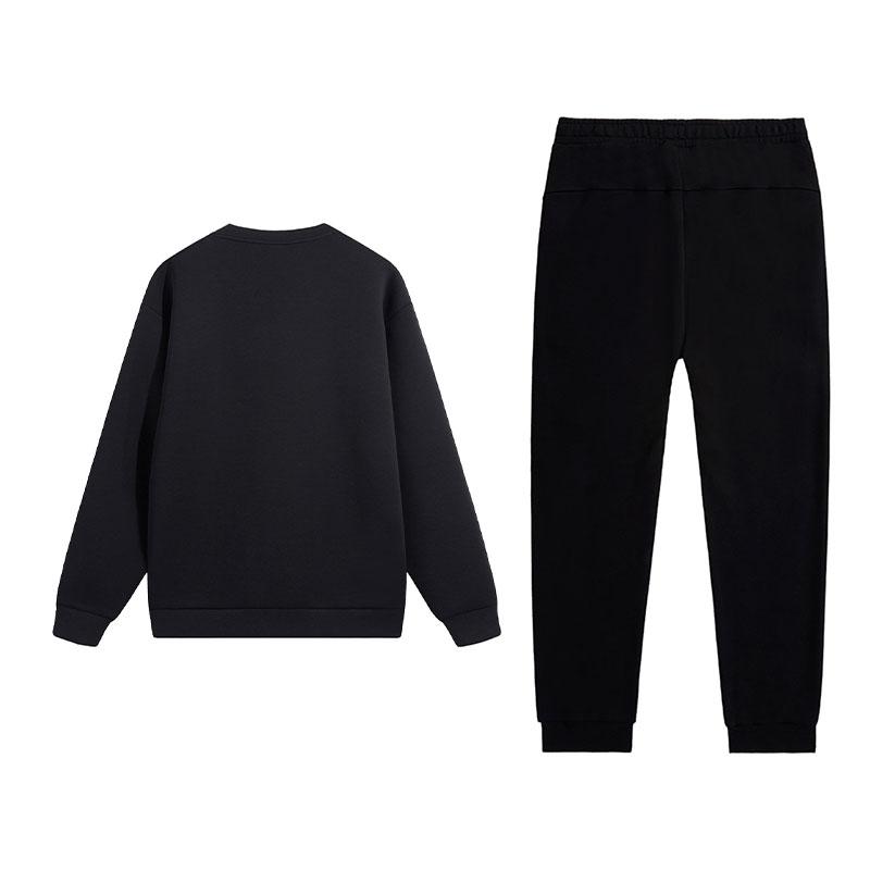 Li-Ning Fashion Trend Printed Crew Neck Pullover Long Sleeve Comfortable Sweatshirt Set Men sets AWDVH35-7+AKLUE31-1