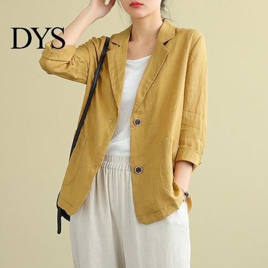 Women Business Coat Summer Suit Lapel Long Sleeve Solid Color Jacket Button Closure Loose Fit Thin Outwear Comfortable