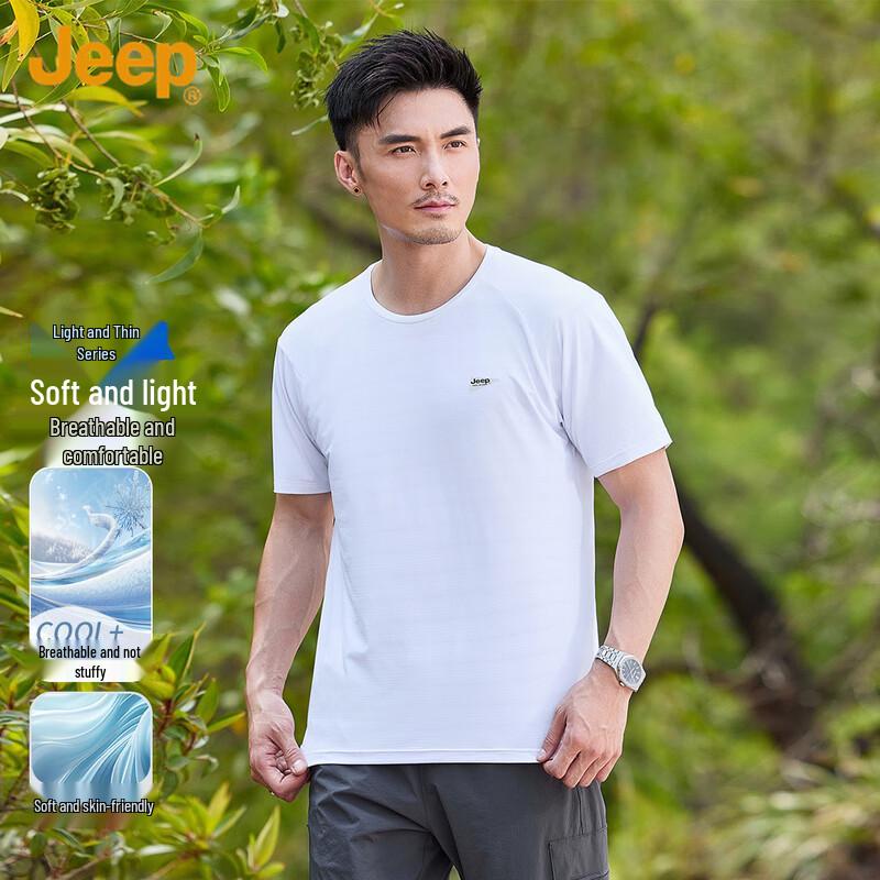 

JEEP Men s Breathable Round Neck Short Sleeve T-Shirt 2XL