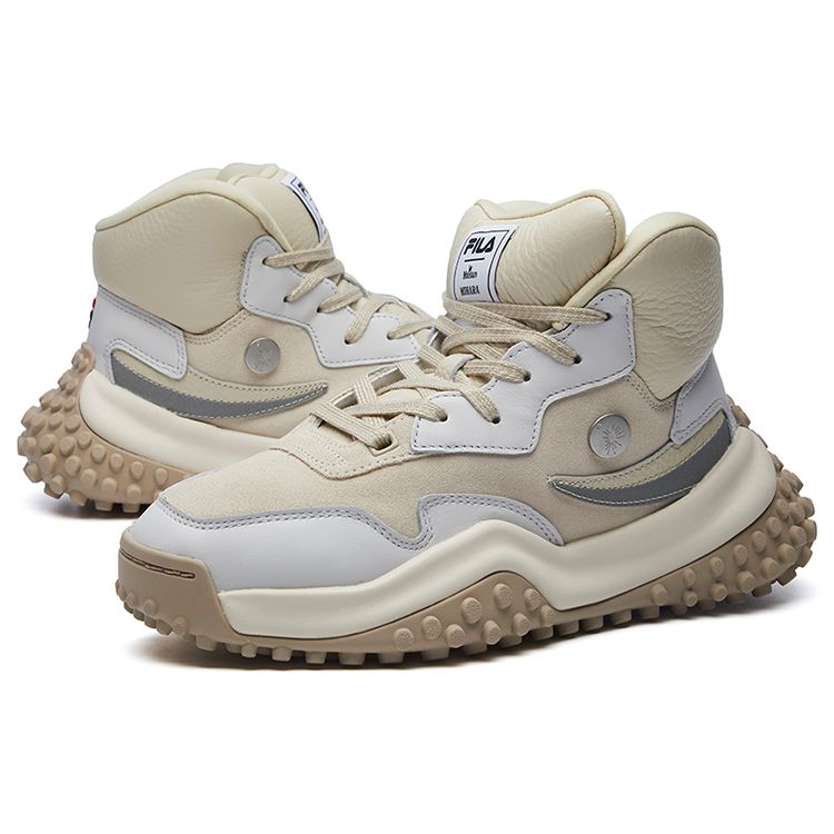 FILA FM-2 Fabric Synthetic Leather Simple Comfortable Mid-Top Casual Shoes Women Casual Shoes Beige F12W044118FFF