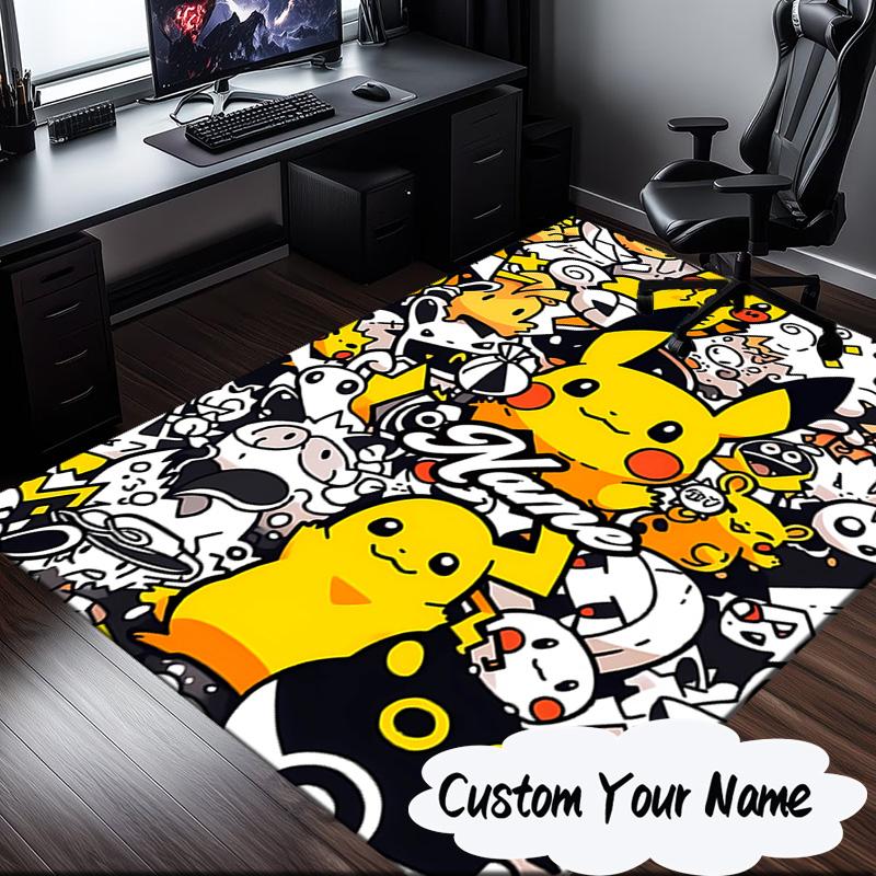 Custom Name Pika Ball Collection Carpet, Chair Rug,Area Rug for Office Bedroom living rooms bedroom, Doormat decor Christmas fan gifts