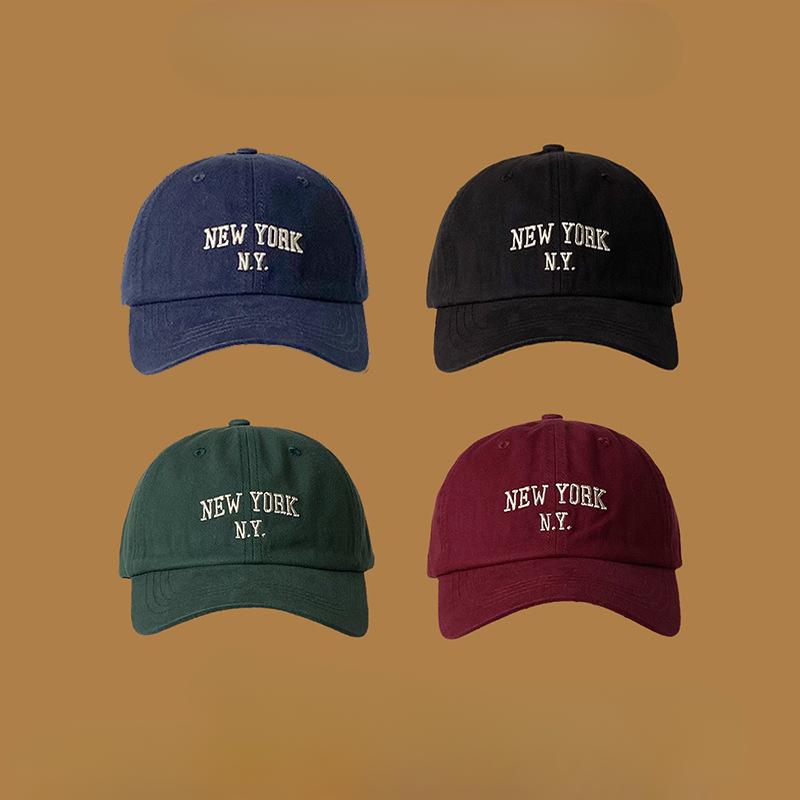 

Female Baseball Cap Embroidered Soft Top Showing White Face with Small Navy Blue Baseball Cap for Women Adjustable