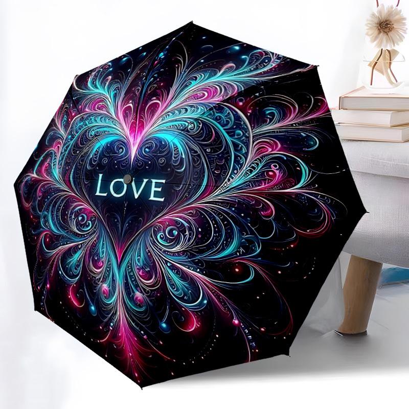 1pc Love Mandala Artwork Automatic Umbrella - 8-Rib Durable Frame, Portable Fashion Accessory & Holiday Gift yy251117186