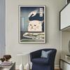 Retro japansk Samurai Cat Dog Poster Lerretsmaling Nordisk veggkunst for moderne stuedekorasjon