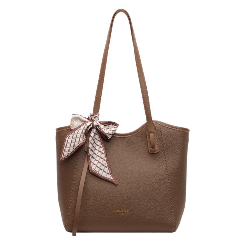 Silk Scarf Underarm Bag Women's 2025 New Winter Large-capacity Tote Bag Fashion Maillard Commuter Shoulder Bag