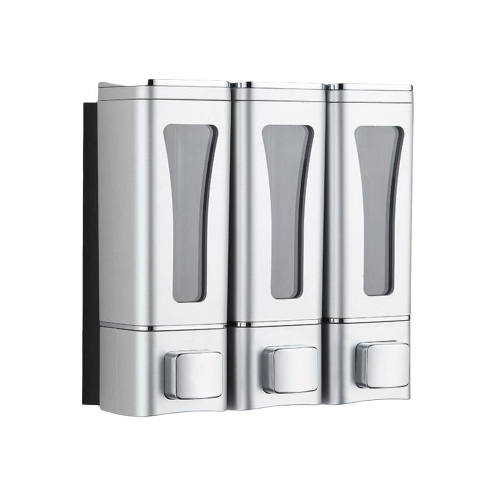 

Large Capacity Wall-Mount Soap Dispenser 3 Head Multi Chamber Multi-Head Soap Dispenser Drip Type Refillable срібний