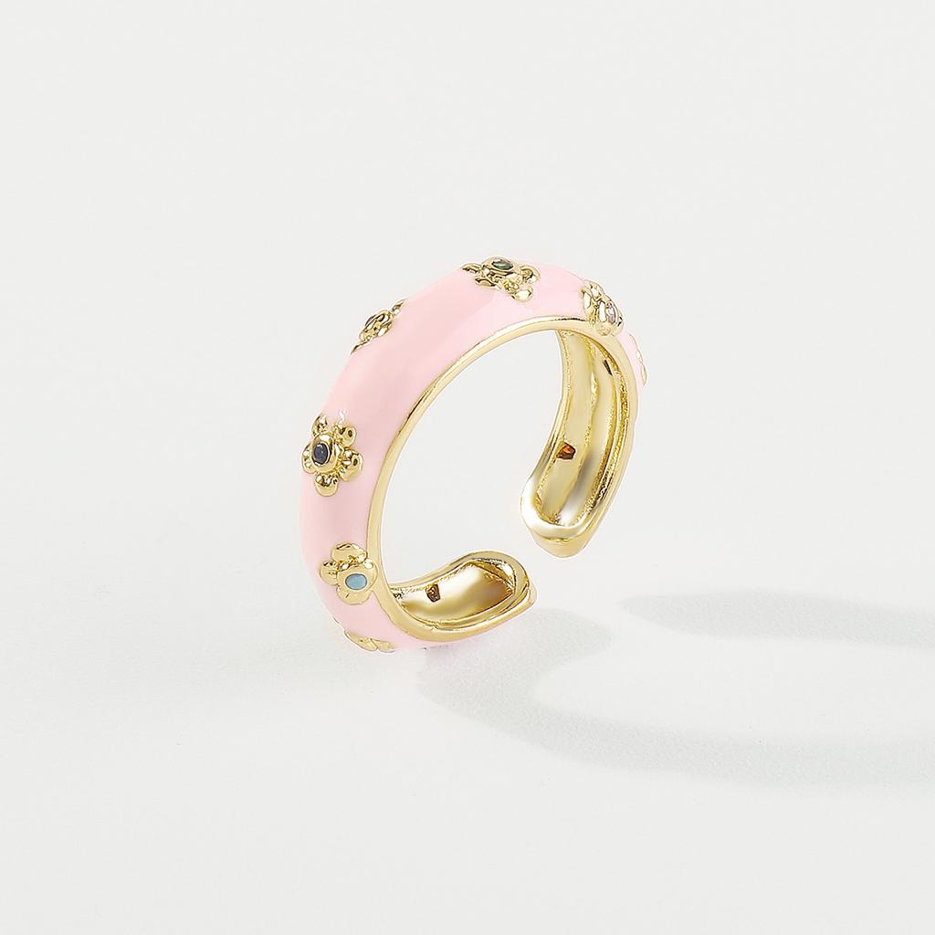 Trendy and Cute Flower Copper Plated Open Ring for Women