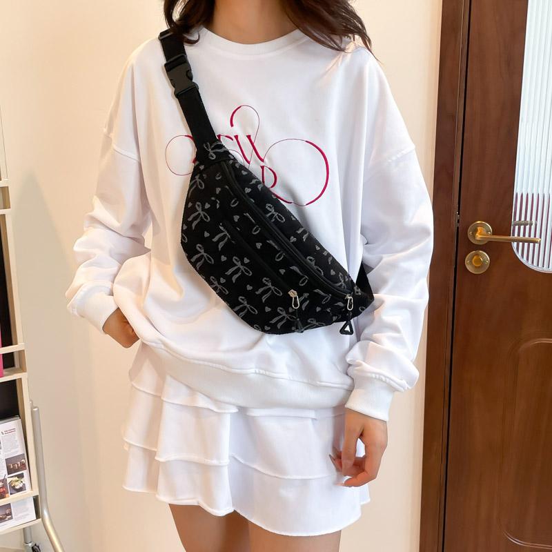 Women Corduroy Chest Bag with Adjustable Strap Leisure Crossbody Bag Lightweight Waist Bag Running Camping Hiking Chest Bag