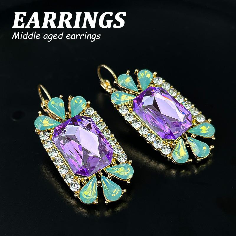 Boucles d'oreilles pendantes Zircon Fleur Colorée pour Femmes, Boucles d'oreilles pendantes Statement pour Fête & Usage Quotidien