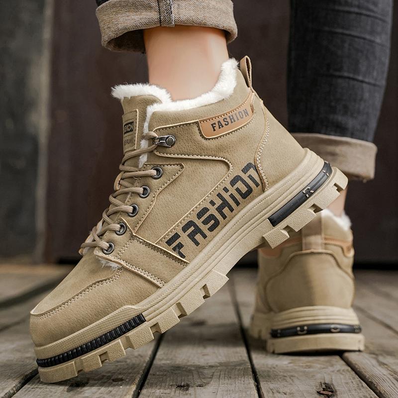 Men's Casual Outdoor High Top Work Winter Slip-resistant Fashion Shoes Plus Size Comfort Shoe Wear-resistant Thicken Cotton Shoe