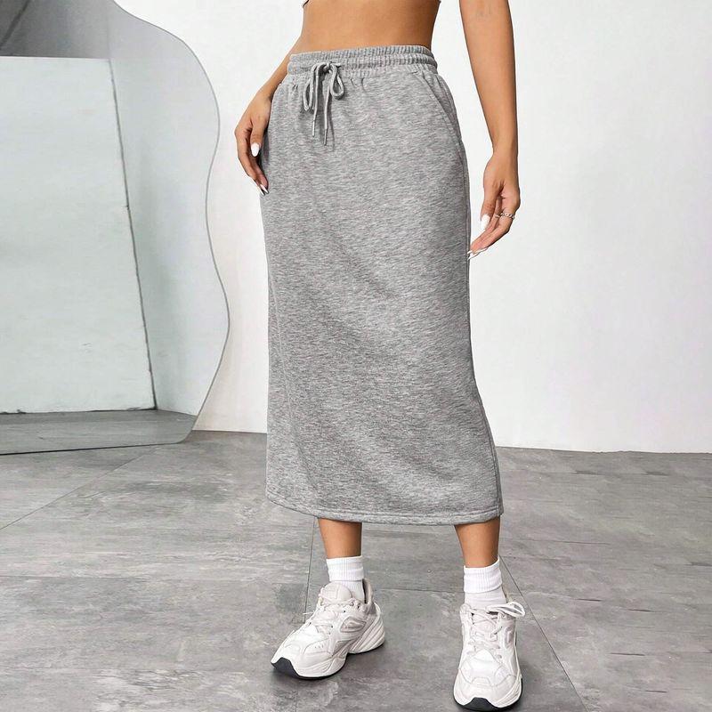 

A Slim Skirt with a Loose and Tight Waist Elastic Waist Split Skirt for Women Grey XXL