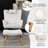 Rocking Chair Stool, Armchair Recliner Rocking Armchair & Headrest, Padded Rocking Chair, Bedroom Balcony, Metal Frame, Teddy, White