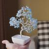 Natural Aquamarine Crystal Tree With Ceramic Base Feng Shui Wealth Ornament Home Decor