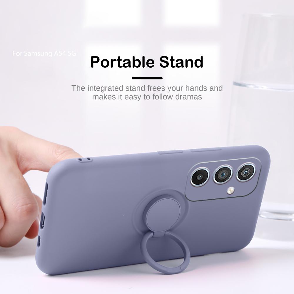 Liquid Silicone Phone Cases For Samsung A56 A16 A36 A26 A55 A15 A35 A54 A34 A14 A53 A52S Magnetic Ring Holder Cover With Lanyard