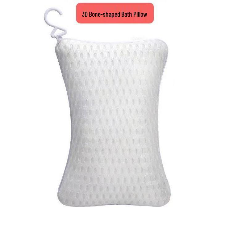 Knochenförmiges Badekissen mit 3D-Netz und Saugnäpfen für Kopf- und Nackenstütze