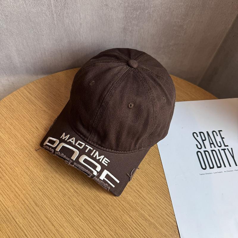Madtime Letter Embroidery Cotton Cap With Wide Brim Outdoor Sun Gift Protection
