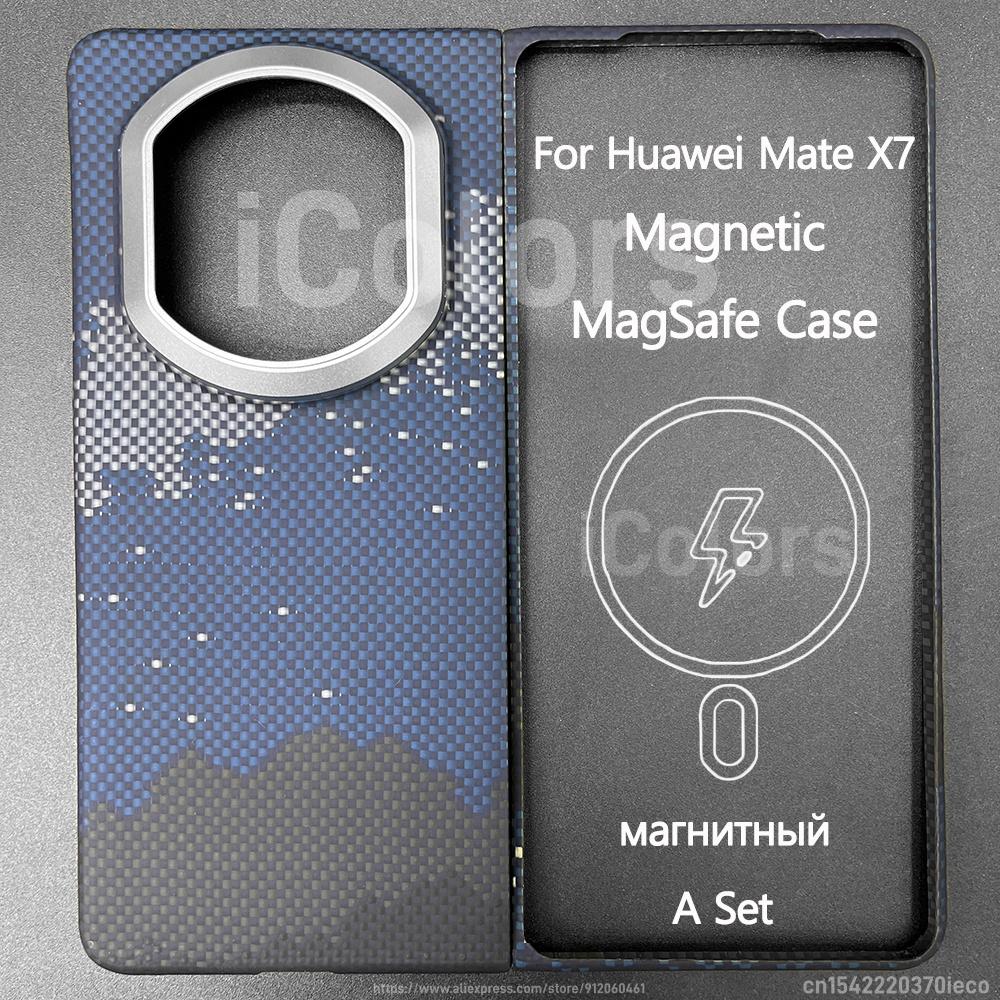 Magnetic Case for Huawei Mate X7 Aramid Carbon Fiber Cover For MagSafe Ultra Thin Lightweight Armor Protective Cover