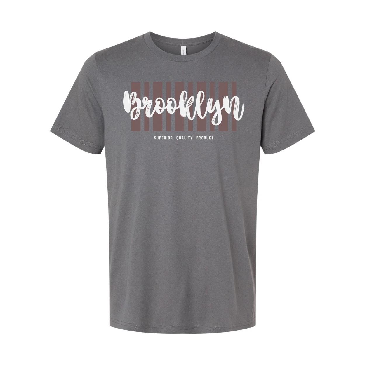 

Brooklyn Graphic Tee With Vertical Stripes Unisex Urban T Shirt For Everyday Wea S