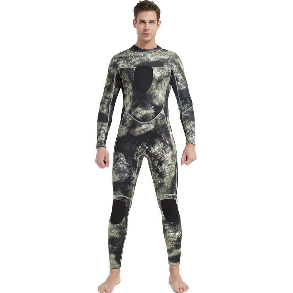 

MORGEN SKY Men s 3mm One-Piece Wetsuit for Spearfishing and Diving, Camo Print, Jersey Outer and Jersey Inner, MY002 (One-Piece, Small)