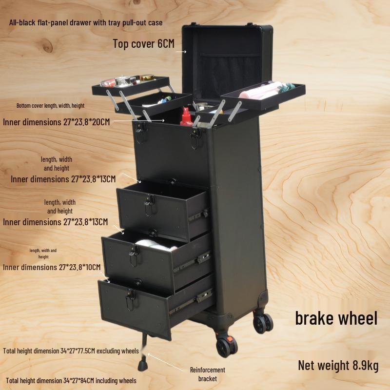 Multi-layer Wheeled Makeup & Nail Art Toolbox with Drawer