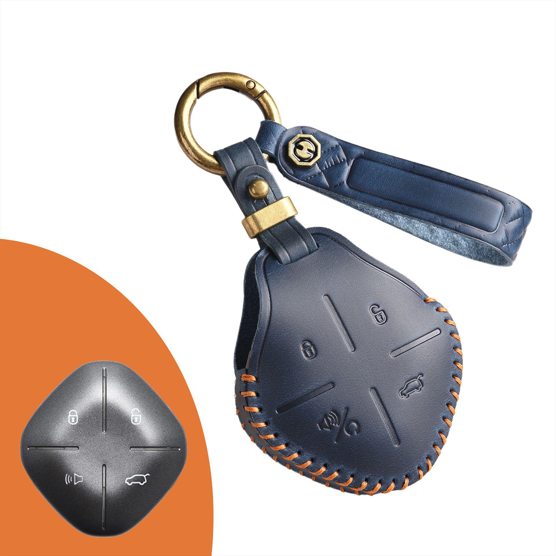 

Handmade Retro Leather Key Cover for Jietu Chery Tu Dasheng IDM Cars синий