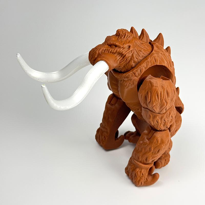 3D Printed Land Mammoth Toy Joint Movable Simulation Animal Mammoth Model Home Decor Office Ornaments Boy Collection Gifts