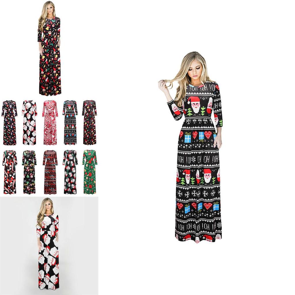 Fashion Women's Long Sleeve Christmas Dress Long Skirt Clothing With Premium Quality Material