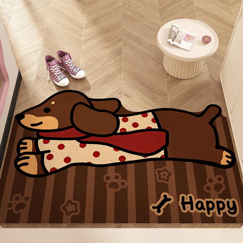 Cartoon Puppy Floor Mat, Door Mat, Silk Ring, Dirt-Resistant And Easy To Take Care Of, Foot Mat, Entrance Can Be Cut, Carpet Non-Slip Mat
